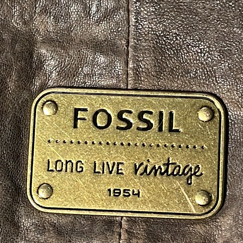 FOSSIL long live vintage grey brown olive distressed flap crossbody bag - Picture 11 of 15